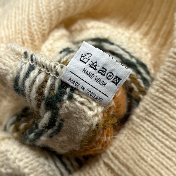 Vintage 90s Blarney Woolen Mills Wool Fair Isle Cream Thick Sweater Mens Medium - Picture 8 of 9